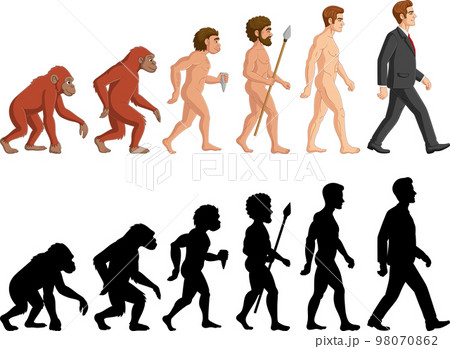 Cartoon evolution man on white background Cartoon evolution man on white background 98070862