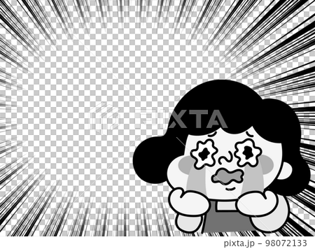 Comical female character illustration material crying with concentration line and tears 98072133