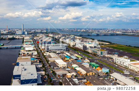Aerial view of Odaiba Harbor in Tokyo, Japan 98072258