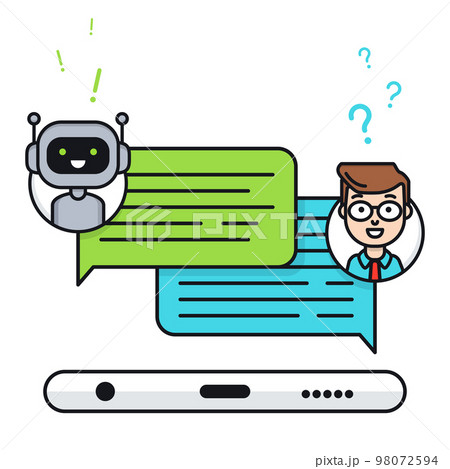 Chatbot flat line vector illustration concept 98072594