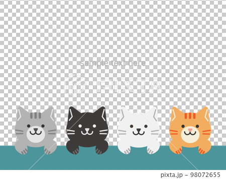 4匹の猫のイラスト 背景素材 4匹の猫のイラスト 背景素材 98072655