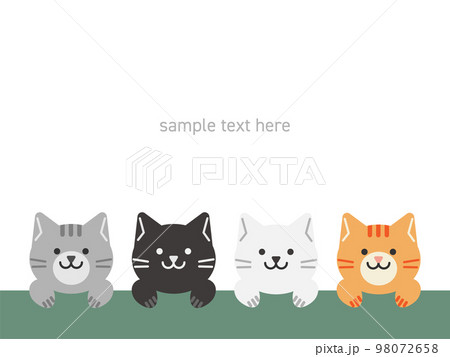 4匹の猫のイラスト　背景素材 98072658