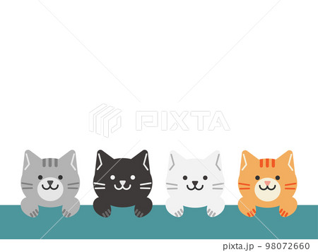 4匹の猫のイラスト　背景素材 98072660