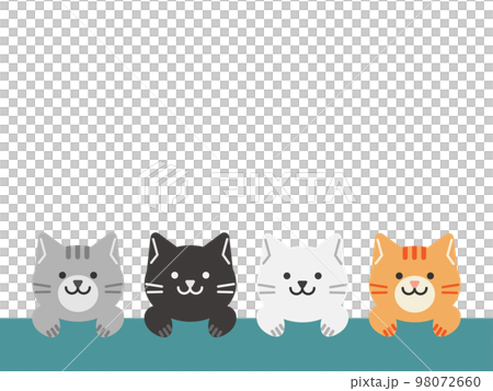4匹の猫のイラスト　背景素材 98072660