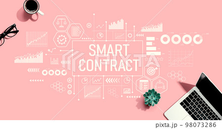 Smart contract theme with laptop computer 98073286