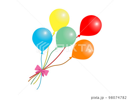 リボンで束ねたカラフルな風船のイラスト 98074782