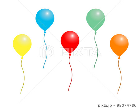 カラフルな紐付き風船のイラストセット 98074786