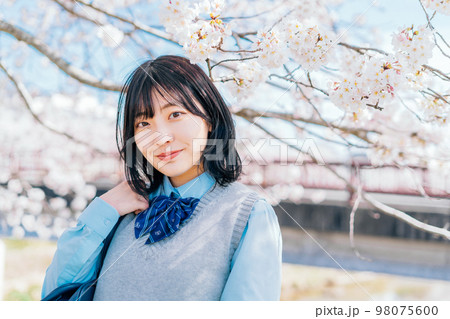 桜と高校生 98075600