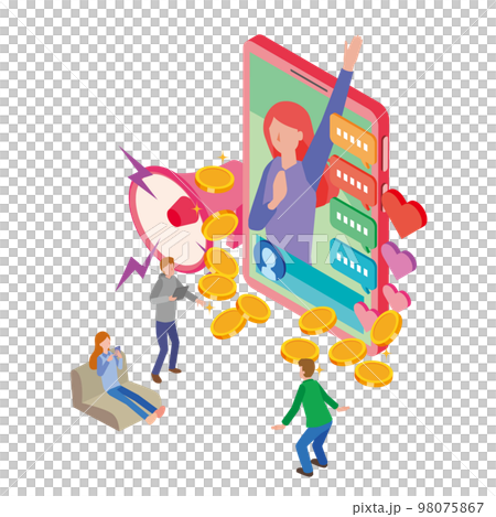 ライブ配信への投げ銭のイメージイラスト ライブ配信への投げ銭のイメージイラスト 98075867