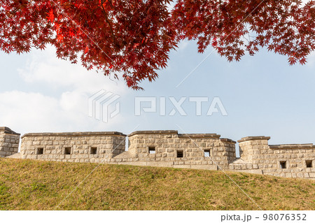 autumn landscape, scenery of Suwon Hwaseong in Korea autumn landscape, scenery of Suwon Hwaseong in Korea 98076352