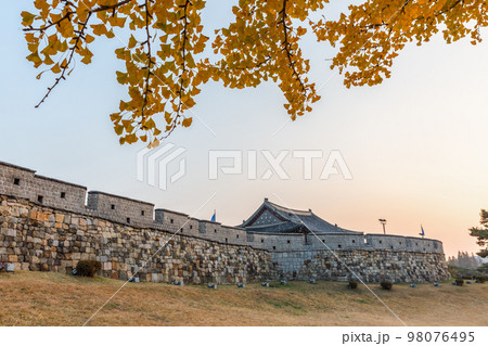 autumn landscape, scenery of Suwon Hwaseong in Korea autumn landscape, scenery of Suwon Hwaseong in Korea 98076495