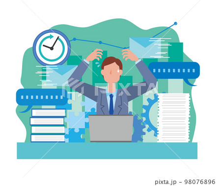 仕事に追われるビジネスマン 98076896