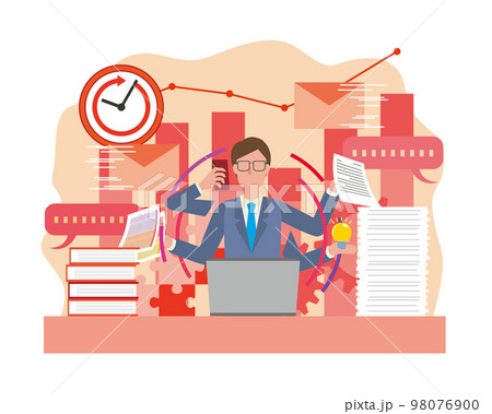 マルチタスクの仕事に対応するビジネスマン 98076900