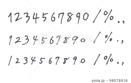 ペンで書いた数字セット　走り書き　手書き　数値　割合 98078916