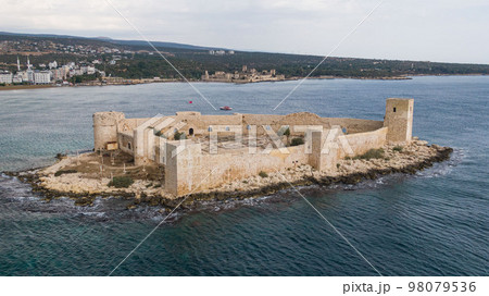 Maidens Castle Kiz Kalesi Drone Photo, Erdemli Mersin, Turkey 98079536