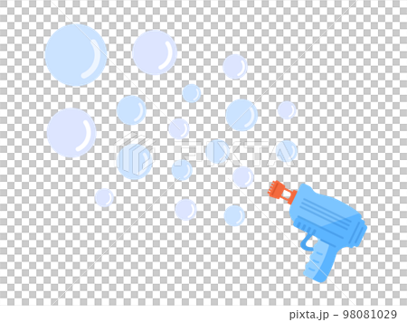 おもちゃのバブルガンと、シャボン玉のイラスト 98081029