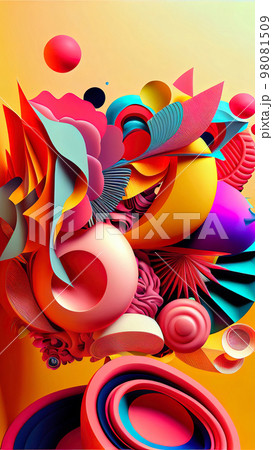 design template in abstract trendy expensive wallpaper styles with bright saturated colors 98081509
