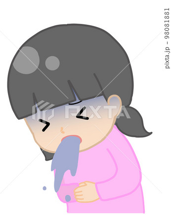 嘔吐している子ども（女の子） 98081881