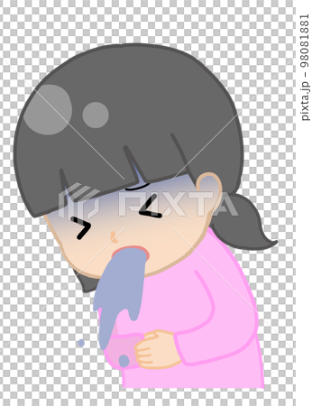 嘔吐している子ども（女の子） 98081881