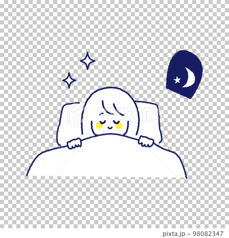 girl sleeping comfortably at night 98082347
