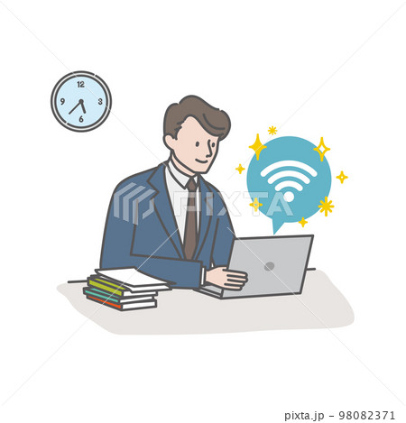 Wi-Fi環境が快適でスムーズに仕事ができる若い男性 98082371