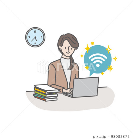 Wi-Fi環境が快適でスムーズに仕事ができる若い女性 Wi-Fi環境が快適でスムーズに仕事ができる若い女性 98082372