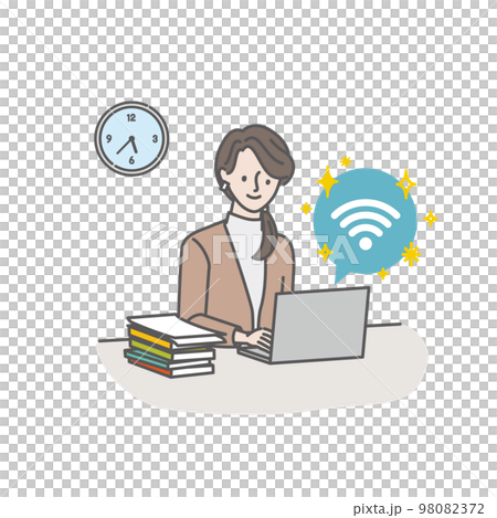 Wi-Fi環境が快適でスムーズに仕事ができる若い女性 Wi-Fi環境が快適でスムーズに仕事ができる若い女性 98082372