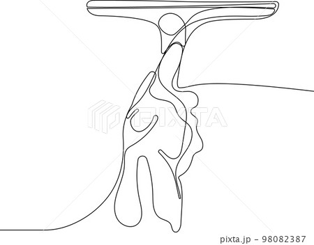Continuous one line drawing of Hands in rubber glovt. Easy to place your text and brand logo. Vector illustration 98082387
