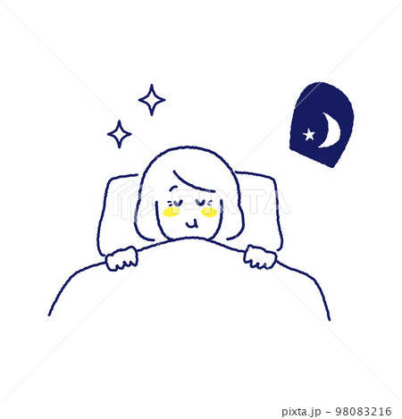 夜気持ちよく眠っている年配の女性 夜気持ちよく眠っている年配の女性 98083216