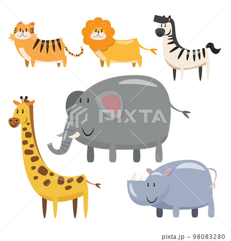 set of animals wildlife character vector illustration 98083280