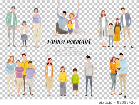 ベクターイラスト素材：家族、子育て世代、セット 98083420