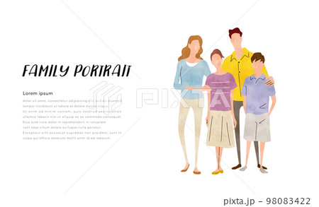 ベクターイラスト素材：4人家族、子育て世代 98083422
