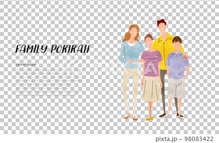 ベクターイラスト素材：4人家族、子育て世代 98083422