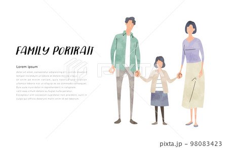 ベクターイラスト素材:3人家族、子育て世代 ベクターイラスト素材:3人家族、子育て世代 98083423