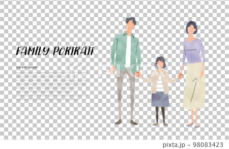 ベクターイラスト素材:3人家族、子育て世代 ベクターイラスト素材:3人家族、子育て世代 98083423