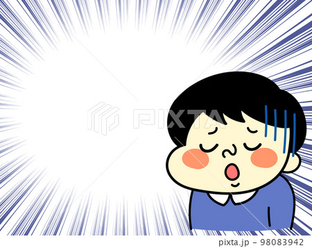 集中線と残念な表情のコミカルな男性キャラクターイラスト素材 98083942