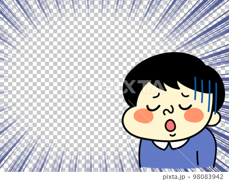 集中線と残念な表情のコミカルな男性キャラクターイラスト素材 98083942