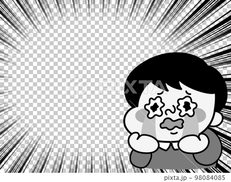 Comical male character illustration material crying with concentration line and tears Comical male character illustration material crying with concentration line and tears 98084085