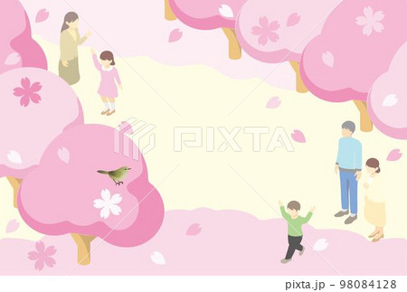 フレーム アイソメトリック 家族 ファミリー 春 さくら 桜 風景 背景 イラスト素材 フレーム アイソメトリック 家族 ファミリー 春 さくら 桜 風景 背景 イラスト素材 98084128