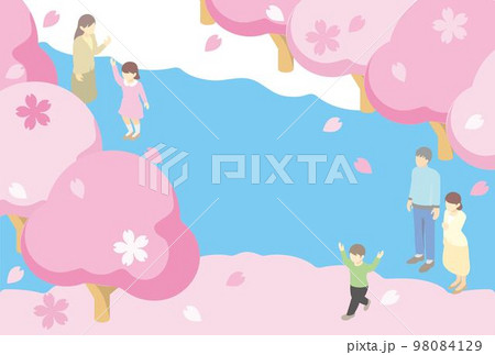 フレーム アイソメトリック 家族 ファミリー 春 さくら 桜 風景 背景 イラスト素材 フレーム アイソメトリック 家族 ファミリー 春 さくら 桜 風景 背景 イラスト素材 98084129