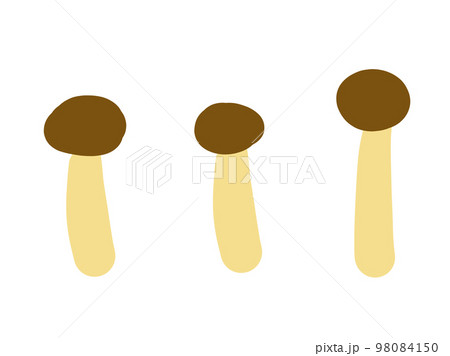 かわいいキノコのシメジのセット／手描きイラスト素材 98084150