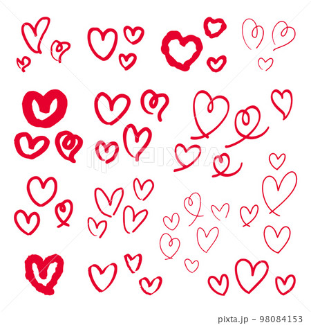 手書きのハートセット 赤 手書きのハートセット 赤 98084153
