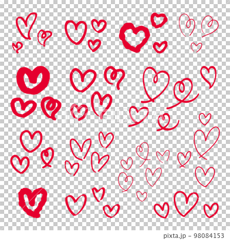 手書きのハートセット 赤 手書きのハートセット 赤 98084153