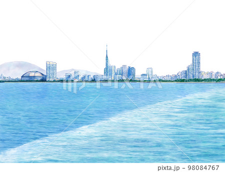 フェリーから見た福岡市 98084767