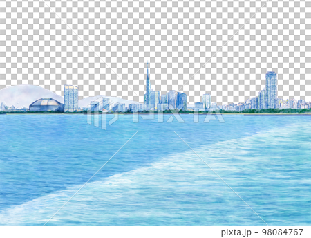 フェリーから見た福岡市 98084767