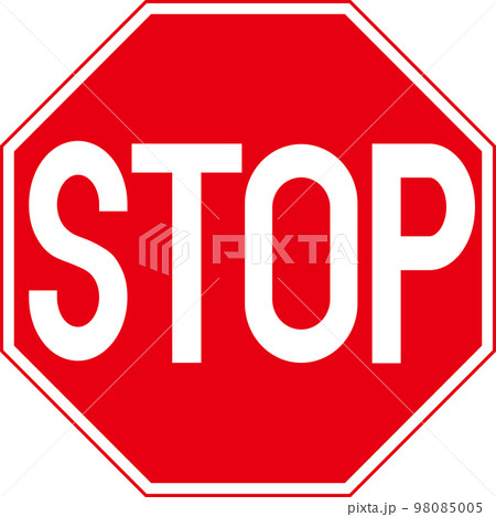 STOPと書かれた八角形の赤い道路標識アイコン 98085005