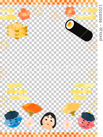 Setsubun frame vertical in watercolor style Setsubun frame vertical in watercolor style 98085021