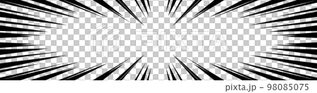 Horizontally long rectangular cartoon-style concentrated line material 98085075