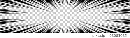 Horizontally long rectangular cartoon-style concentrated line material 98085085