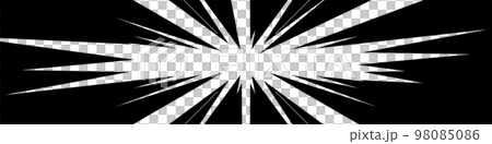 Horizontally long rectangular cartoon-style concentrated line material 98085086